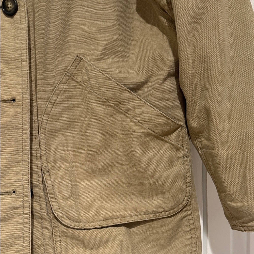 Lands' End Tan Utility Jacket with Brown Corduroy Collar - Picture 3 of 14